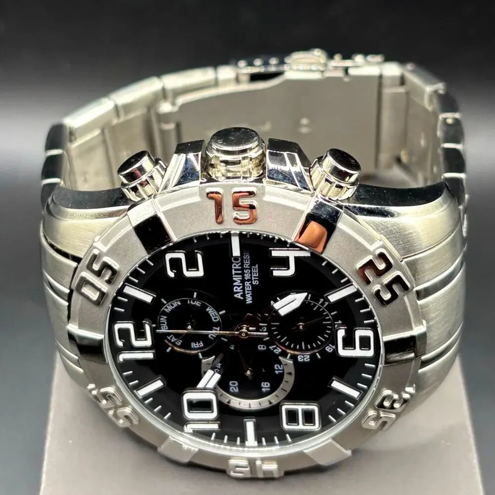 Armitron 20/5168SV Multifunction Black Dial Stainless Steel Men's 51mm Watch